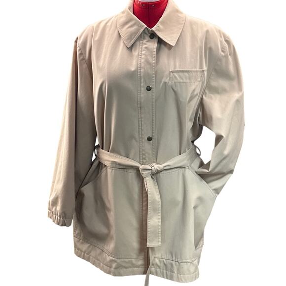 Etienne Aigner Vintage Cream Tie Waist Jacket Trench Coat Women 18 - Picture 1 of 9